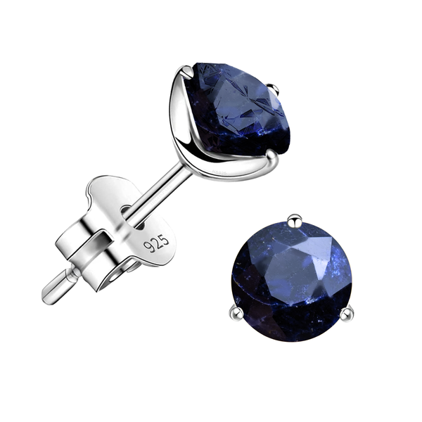 Sodalite Gemstone Stud Earrings in 925 Sterling Silver For Women
