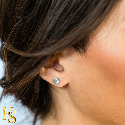 Blue Topaz Gemstone Stud Earrings in 925 Sterling Silver For Women