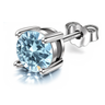 Aquamarine Solitaire Stud Earrings for Men in 925 Sterling Silver