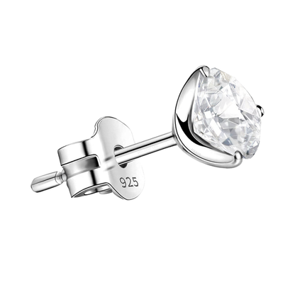 Real Clear Quartz Gemstone Earrings in 92.5 Sterling Silver For Men - 1 Piece Only