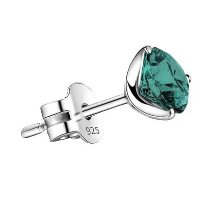 Green Onyx Gemstone Stud Earrings in 925 Sterling Silver for Men