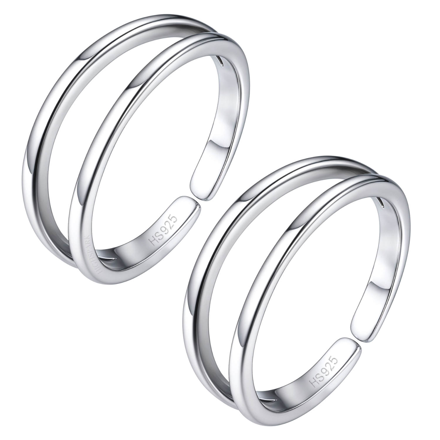 Double Rings Classic Double Band Toe Rings - Band Rings - 925 Sterling Silver - 2 ...