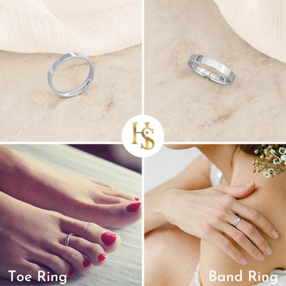 Classic Thick Band Toe Rings - Band Rings - 925 Sterling Silver - 2 Pieces