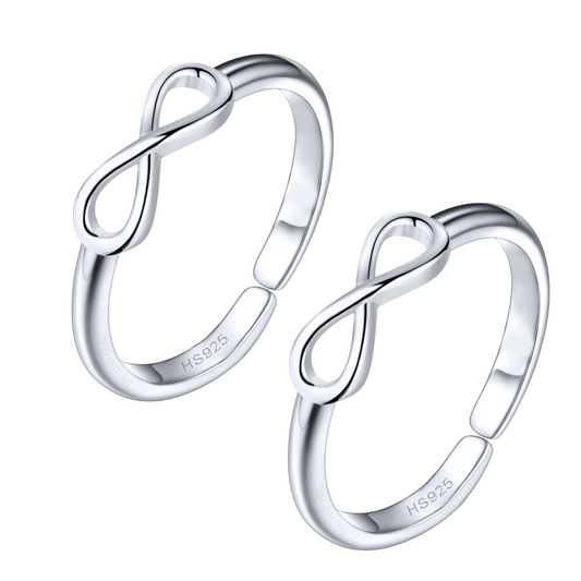 Eternal Infinity Toe Rings - Band Rings - 925 Sterling Silver - 2 Pieces