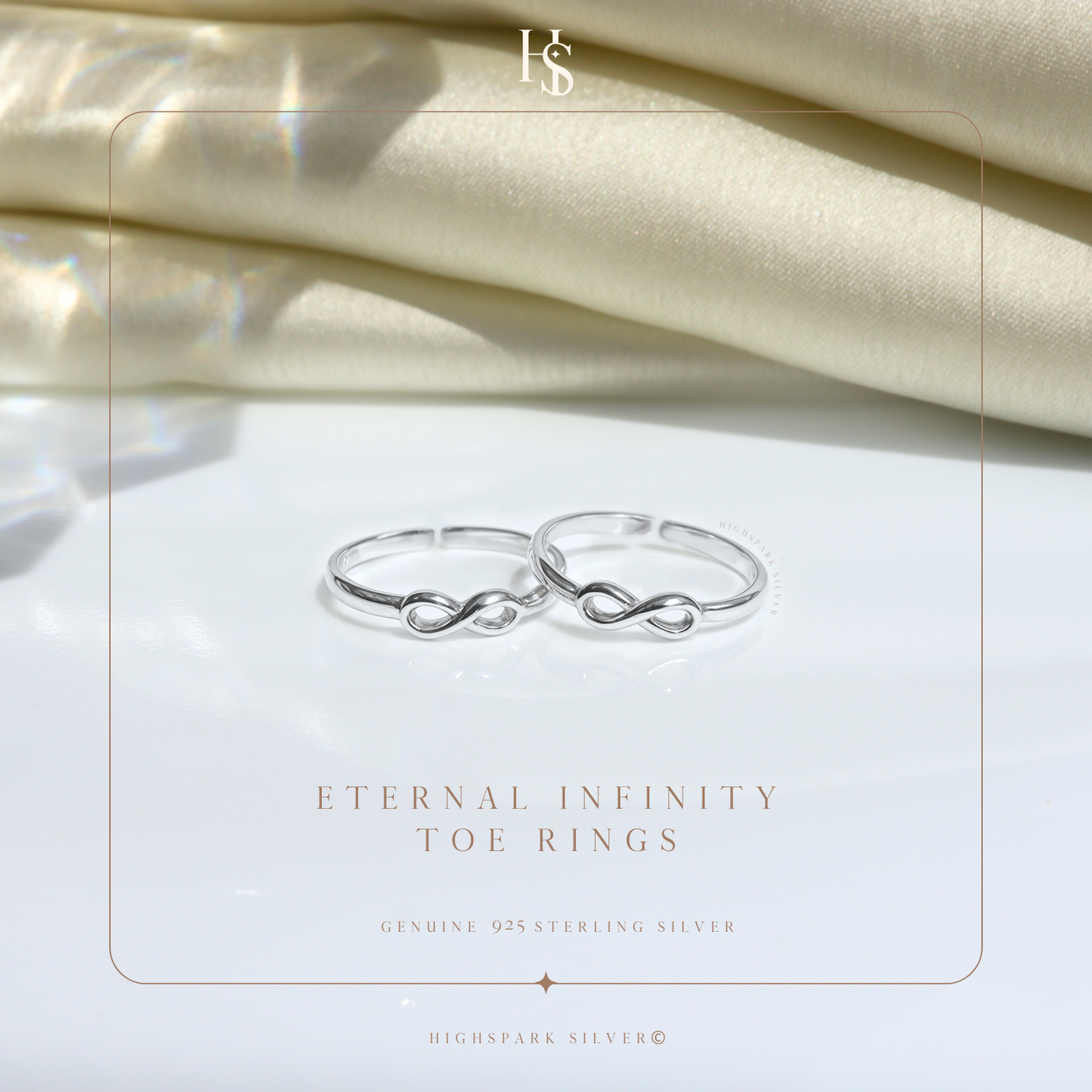 Eternal Infinity Toe Rings - Band Rings - 925 Sterling Silver - 2 Pieces