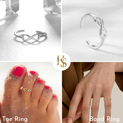 Eternal Infinity Toe Rings - Band Rings - 925 Sterling Silver - 2 Pieces