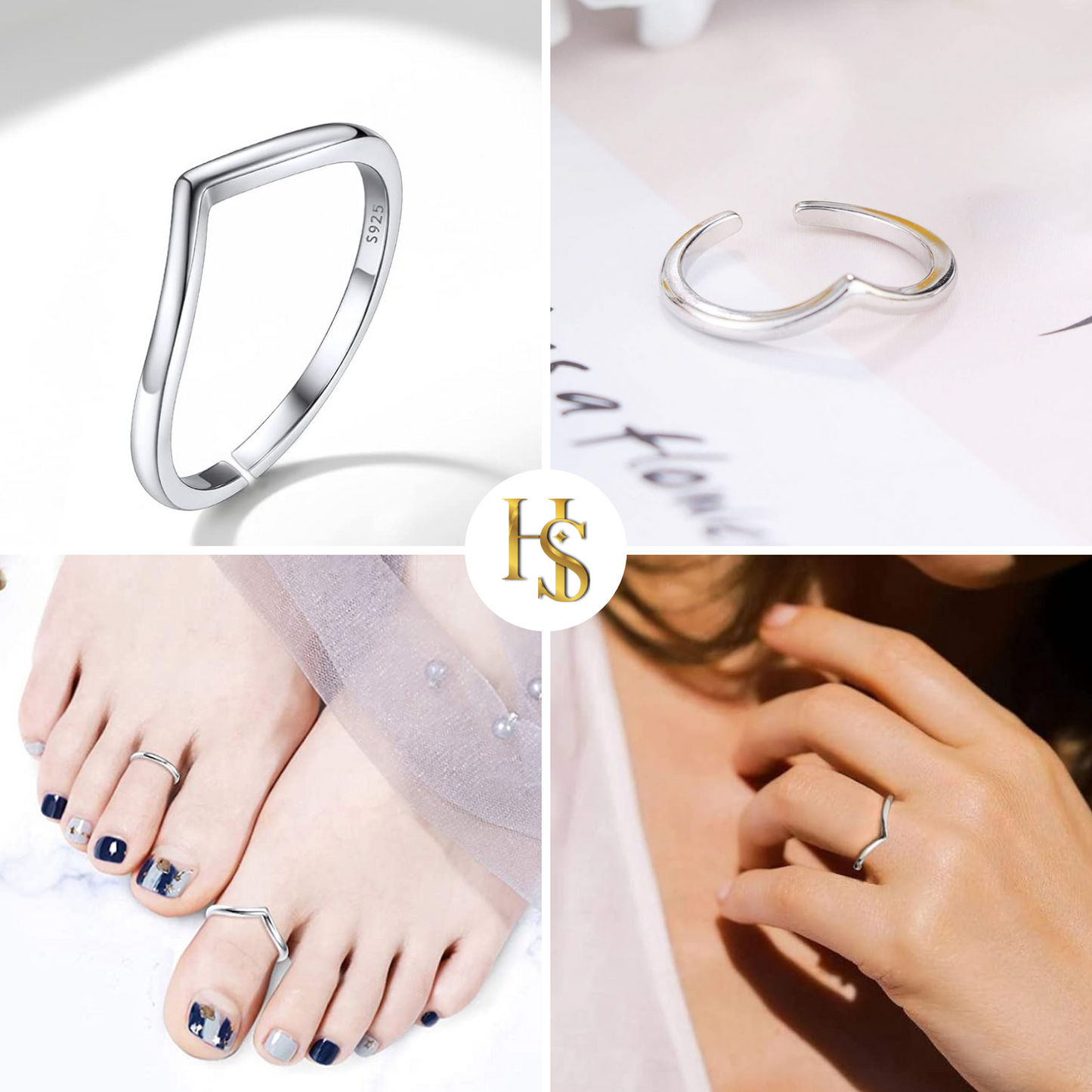 Royal Crown Toe Rings - Band Rings - 925 Sterling Silver - 2 Pieces