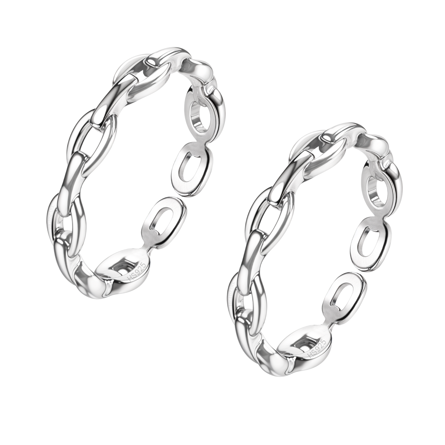 Lustrous Link Chain Toe Rings - Adjustable in 925 Sterling Silver - 2 Piece