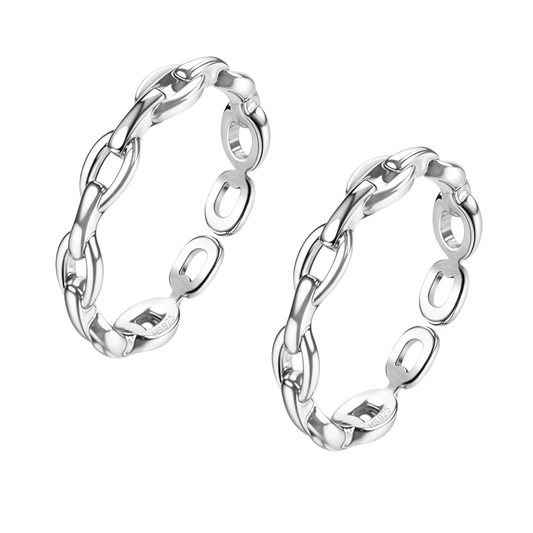 Lustrous Link Chain Toe Rings - Adjustable in 925 Sterling Silver - 2 Piece