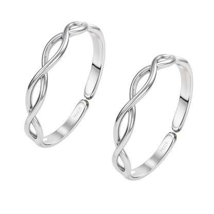 Intertwined Infinity Toe Rings – Adjustable 925 Sterling Silver - 2 Piece