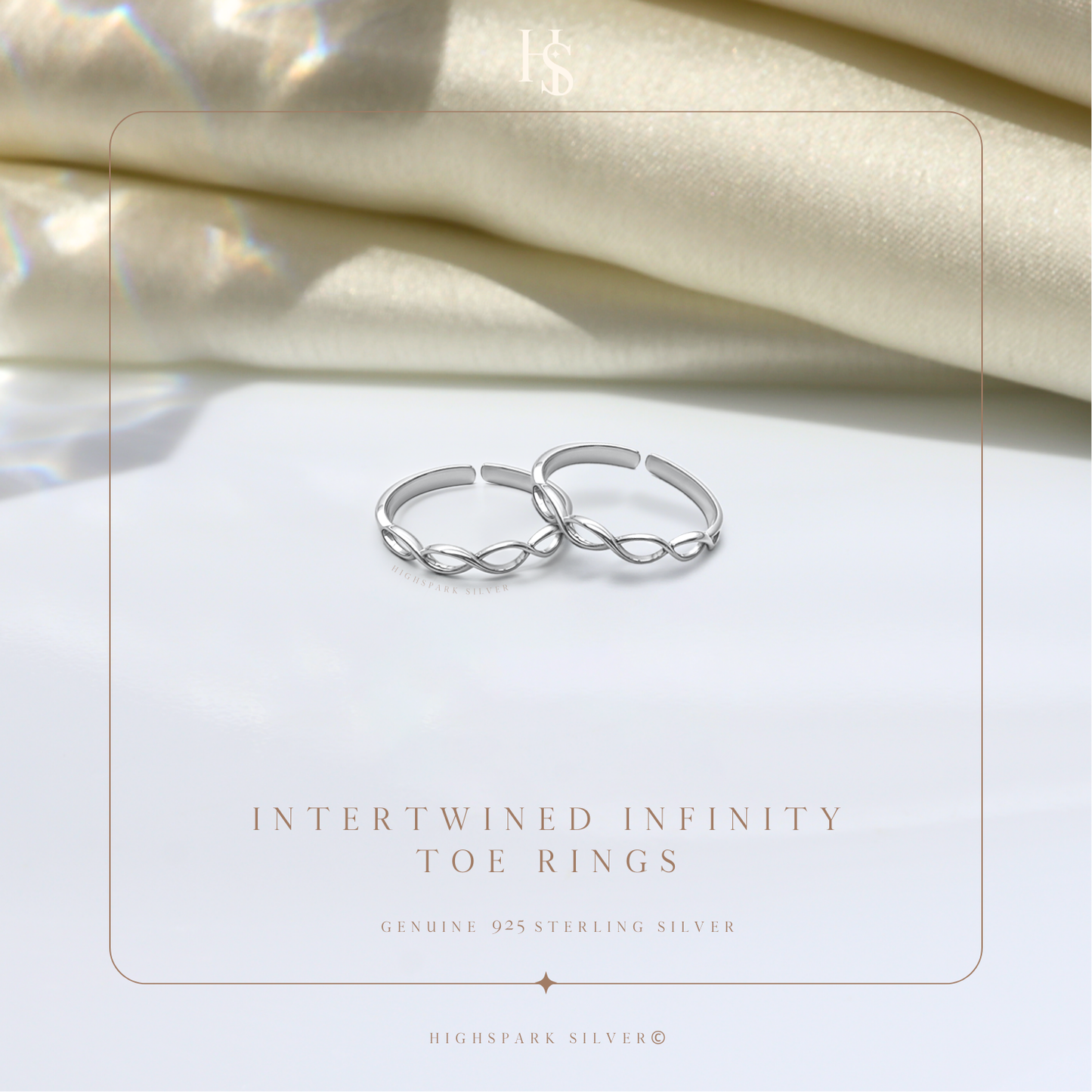 Intertwined Infinity Toe Rings – Adjustable 925 Sterling Silver - 2 Piece
