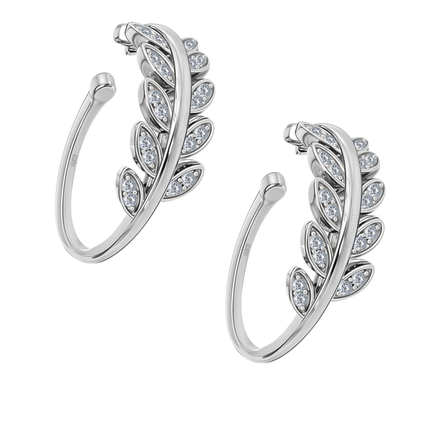 A pair of adjustable toe rings in sterling silver with a vine motif featuring marquise-shaped leaves set with tiny American diamonds.