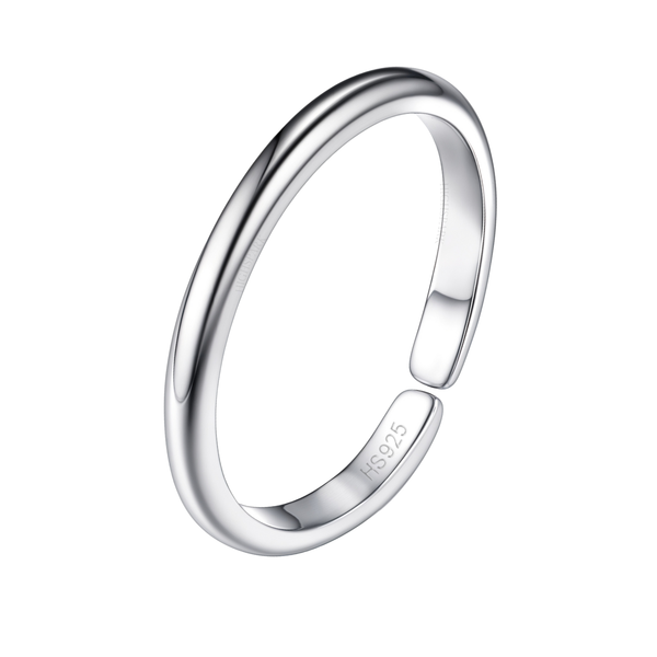 A classic single band adjustable toe ring with a simple, rounded design, crafted from high-polish sterling silver on a white background.
