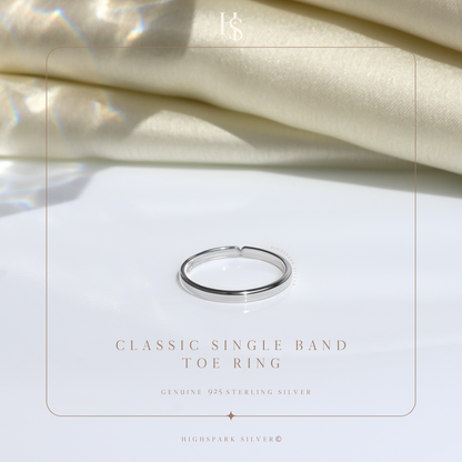 Classic Single Band Toe Ring - Band Ring - 925 Sterling Silver - 1 Piece