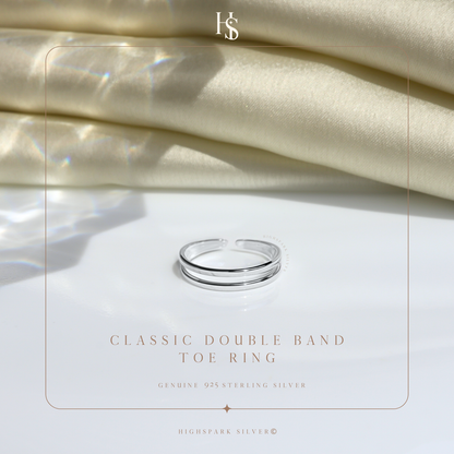 Classic Double Band Toe Ring - Band Ring - 925 Sterling Silver - 1 Piece