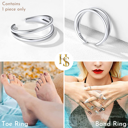 Classic Double Band Toe Ring - Band Ring - 925 Sterling Silver - 1 Piece