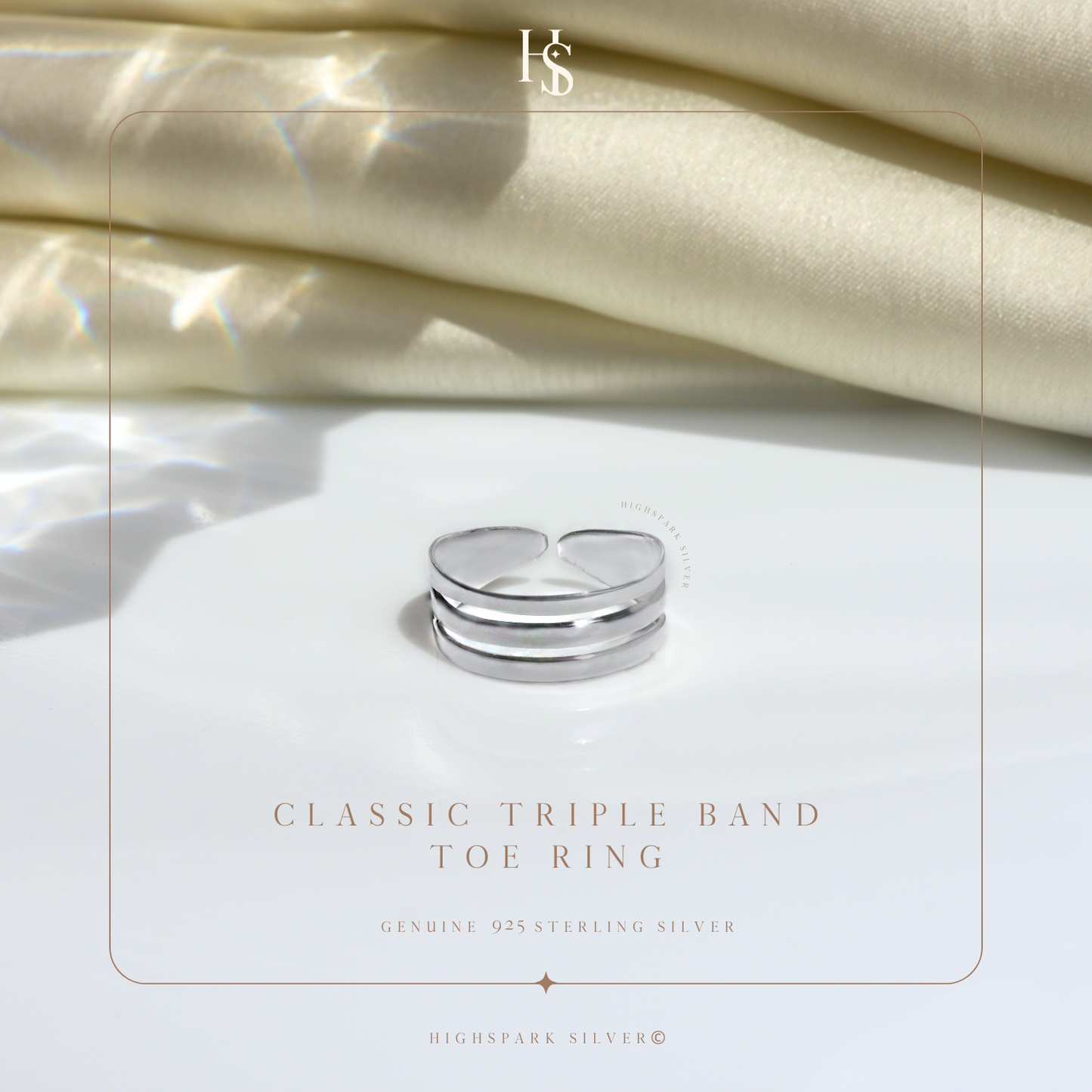 Classic Triple Band Toe Ring - Band Ring - 925 Sterling Silver - 1 Piece