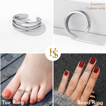 Classic Triple Band Toe Ring - Band Ring - 925 Sterling Silver - 1 Piece