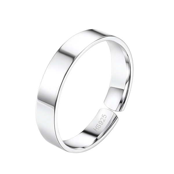 A single adjustable toe ring with a thick, flat band in polished sterling silver, shown on a plain white background.