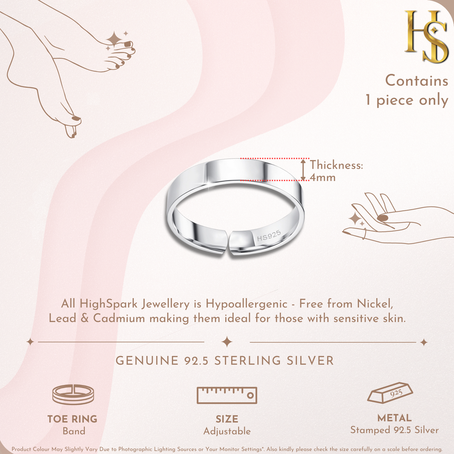 Classic Thick Band Toe Ring - Band Ring - 925 Sterling Silver - 1 Piece