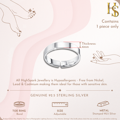 Classic Thick Band Toe Ring - Band Ring - 925 Sterling Silver - 1 Piece