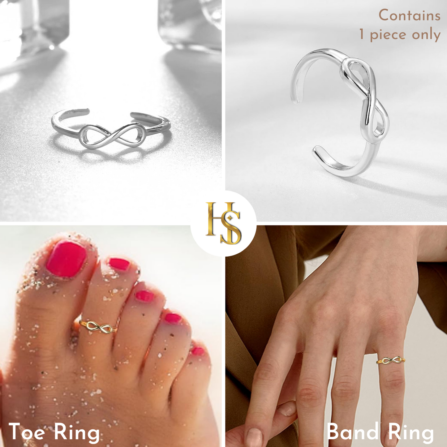 Eternal Infinity Toe Ring - Band Ring - 925 Sterling Silver - 1 Piece