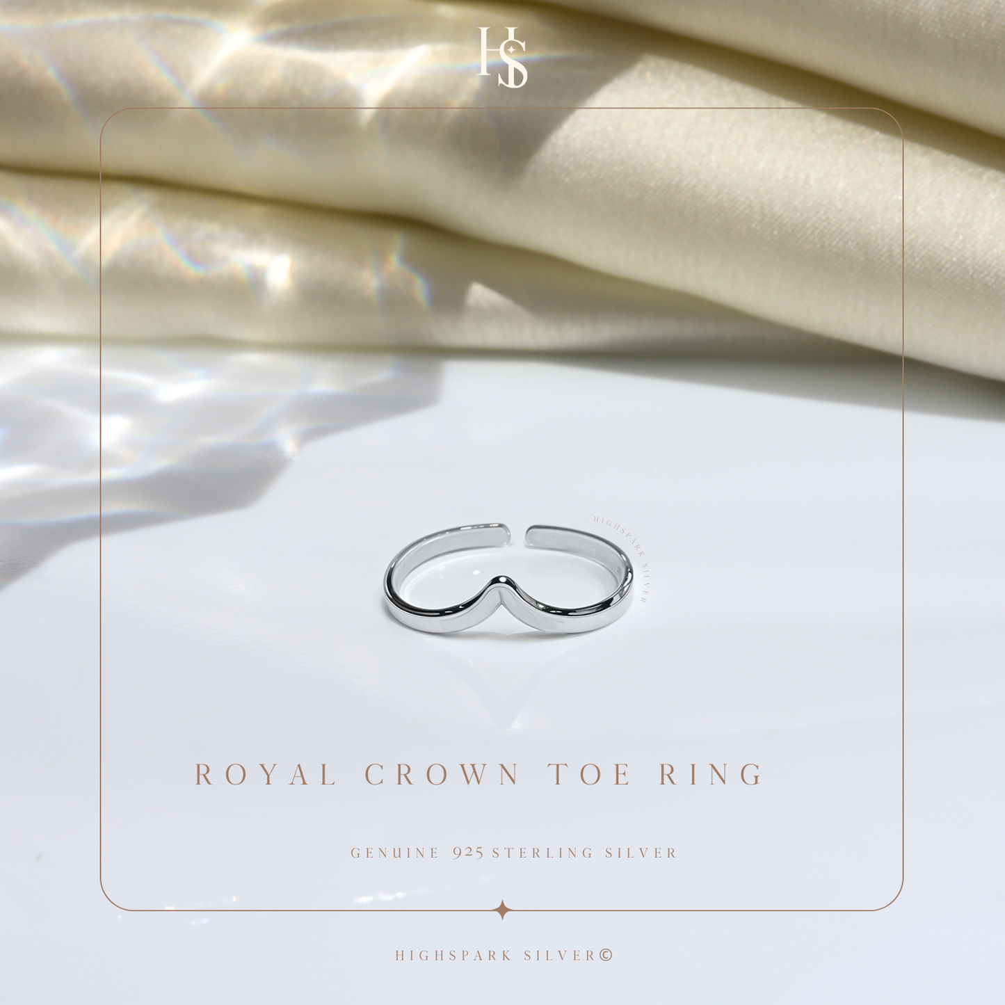 Royal Crown Toe Ring - Band Ring - 925 Sterling Silver - 1 Piece