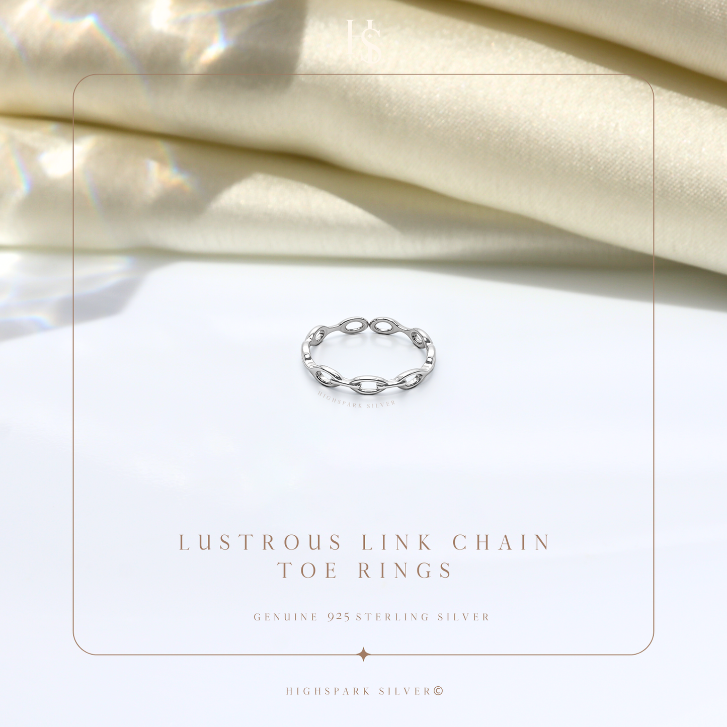 Lustrous Link Chain Toe Rings - Adjustable in 925 Sterling Silver - 1 Piece