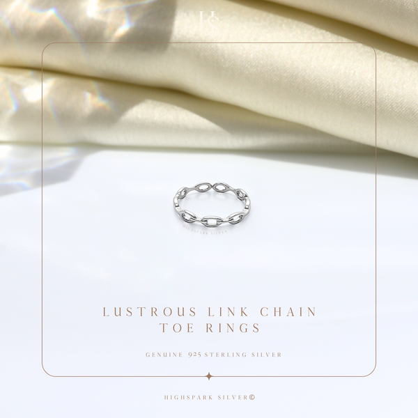 Lustrous Link Chain Toe Rings - Adjustable in 925 Sterling Silver - 1 Piece