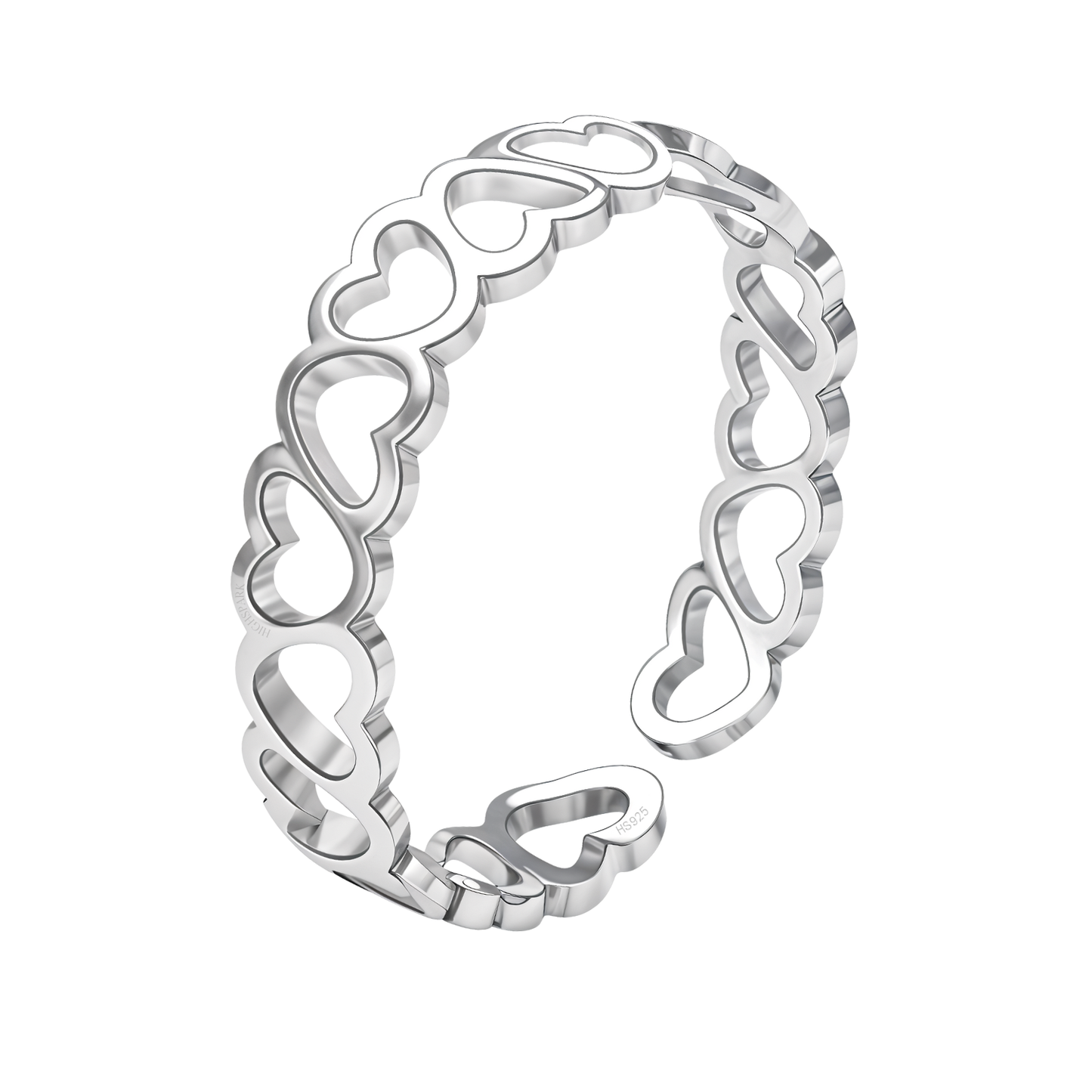 Connected Heart Toe Rings - Adjustable in 925 Sterling Silver - 1 Piece