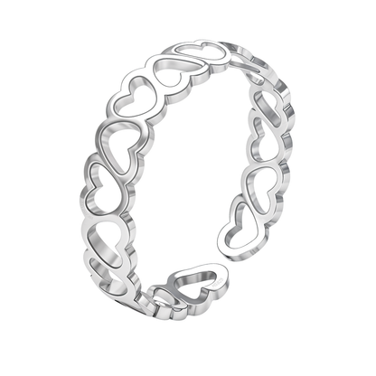 Connected Heart Toe Rings - Adjustable in 925 Sterling Silver - 1 Piece