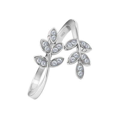 Twin Leaf Embrace Toe Ring - Adjustable in 925 Sterling Silver - 1 Piece