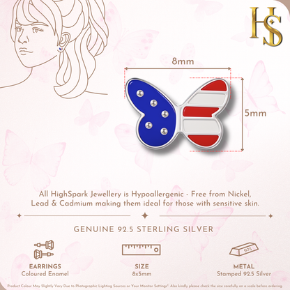 American Dream Butterfly Cute Enamel Stud Earrings in 925 Sterling Silver HighSpark