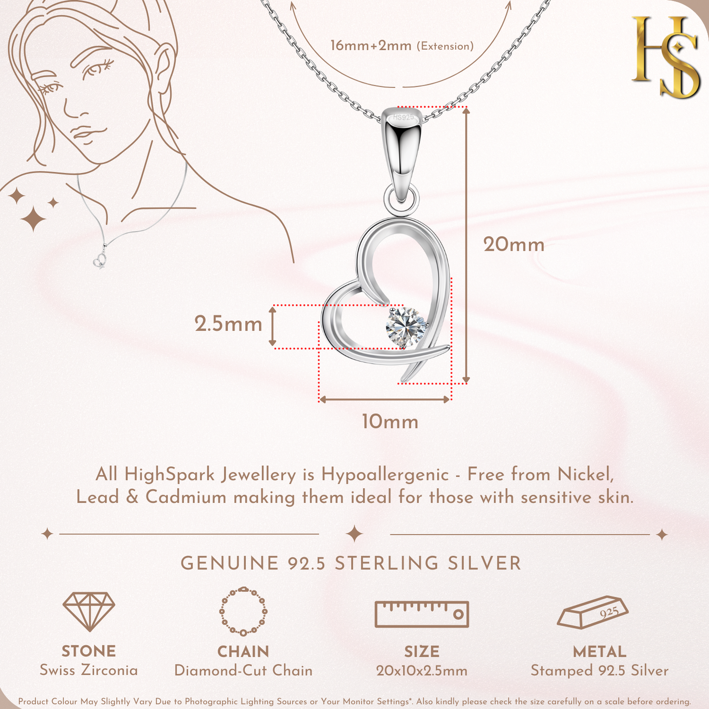 Beloved Heart Pendant With Chain in 925 Sterling Silver For Women HighSpark