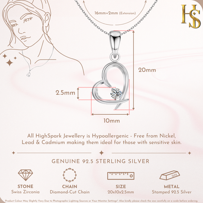 Beloved Heart Pendant With Chain in 925 Sterling Silver For Women HighSpark