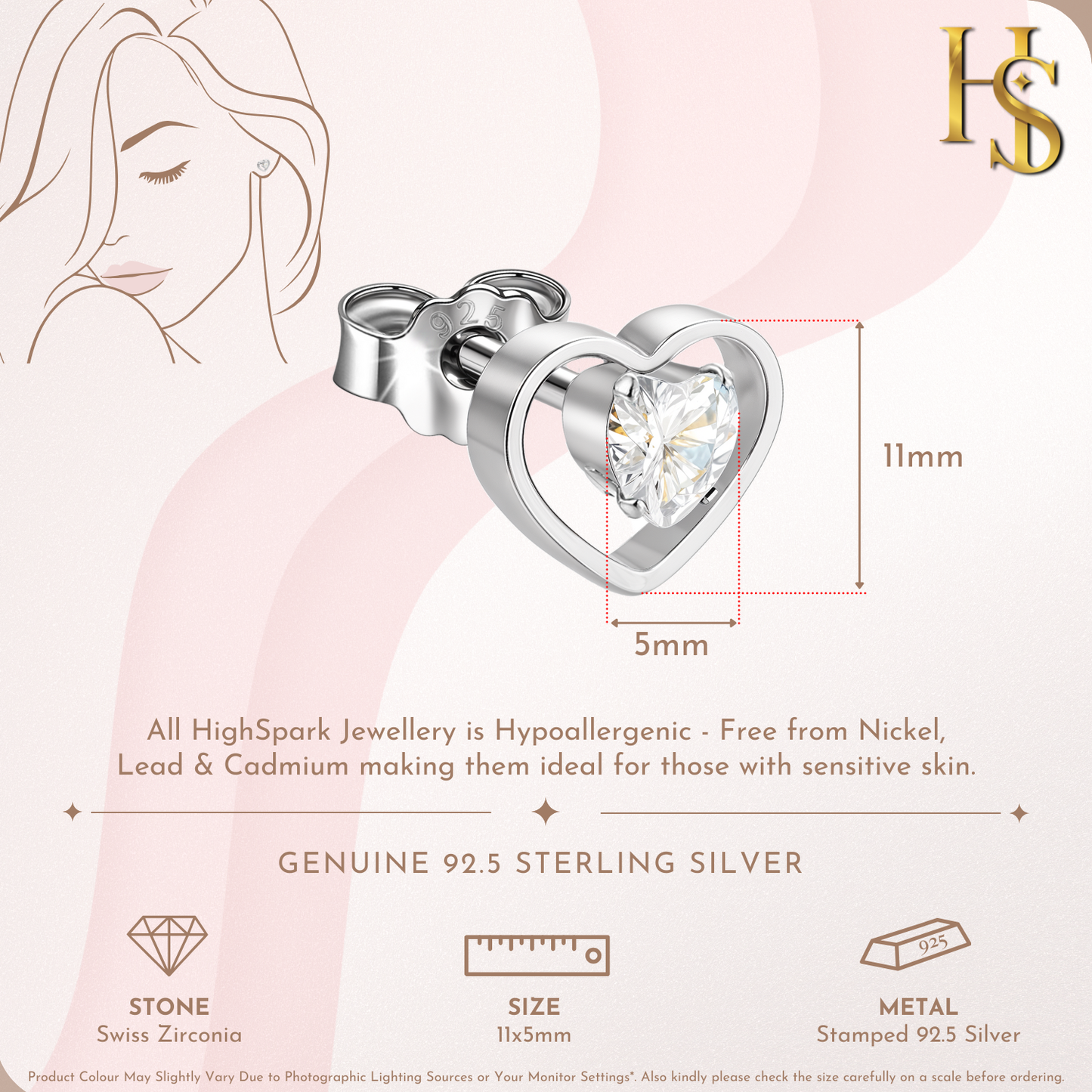 Beloved Heart Stud Earrings in 925 Sterling Silver for Women With Diamond like Brilliance Zirconia HighSpark
