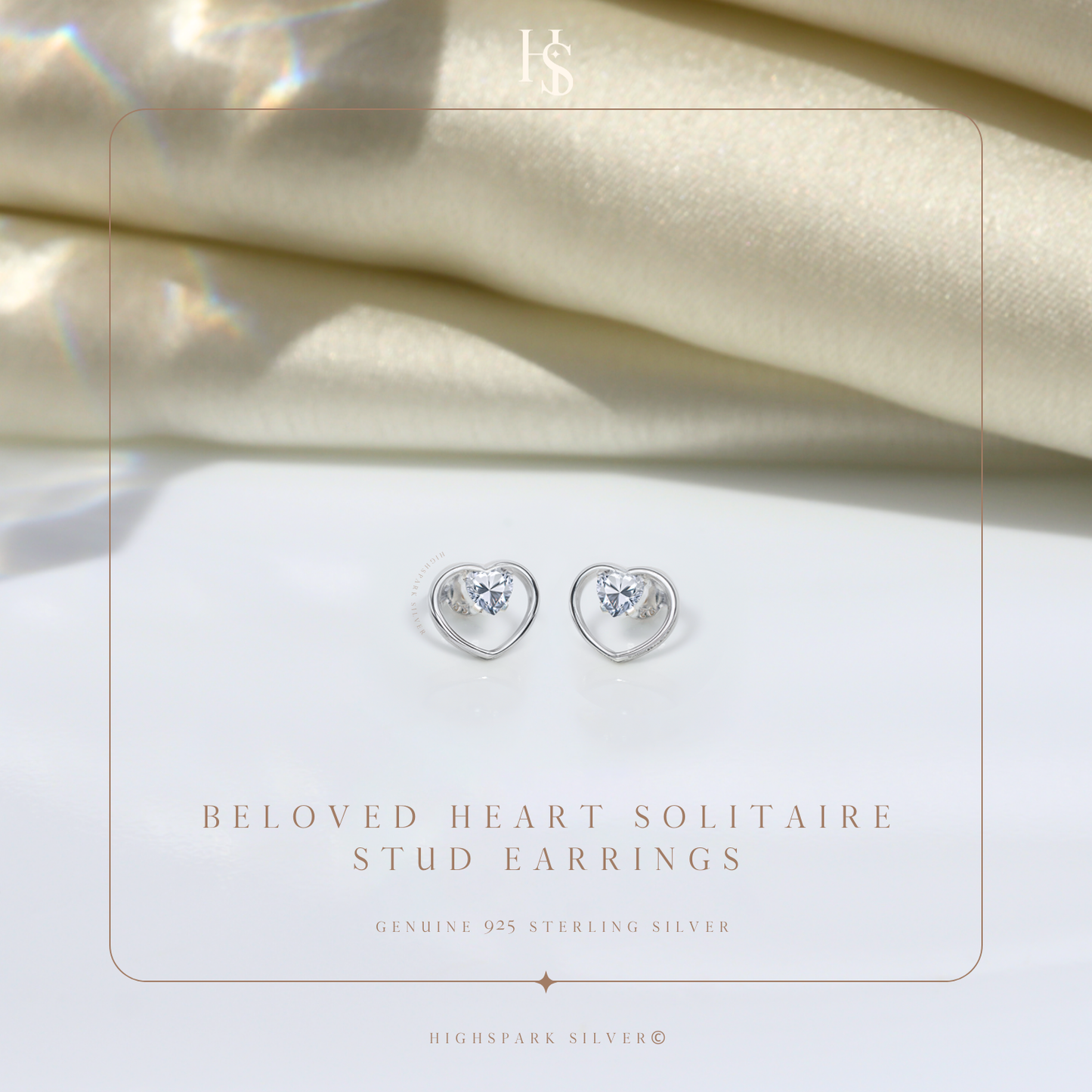 Beloved Heart Stud Earrings in 925 Sterling Silver for Women With Diamond like Brilliance Zirconia HighSpark