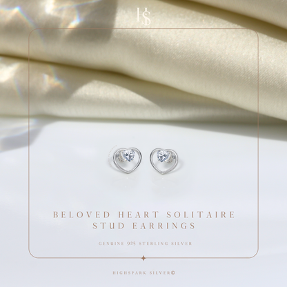Beloved Heart Stud Earrings in 925 Sterling Silver for Women With Diamond like Brilliance Zirconia HighSpark