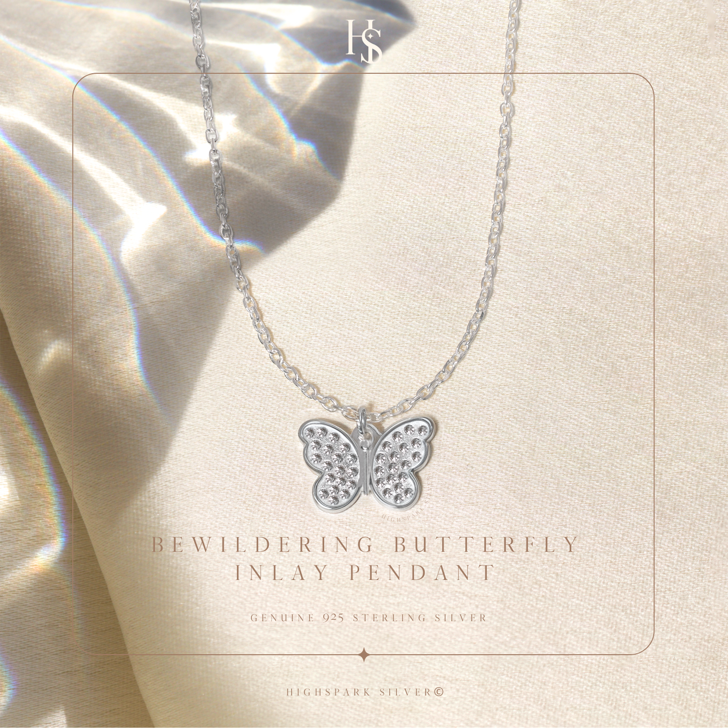 Bewildering Butterfly Pendant & Chain in 925 Sterling Silver for Women With Diamond like Brilliance Zirconia HighSpark