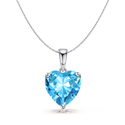 Blue Heart Solitaire Pendant in 92.5 Sterling Silver With Diamond like Brilliance Zirconia HighSpark