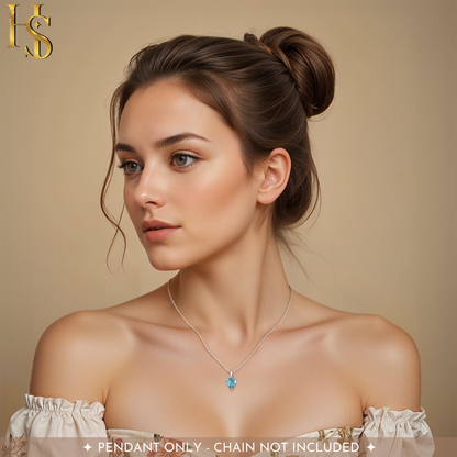 Blue Heart Solitaire Pendant in 92.5 Sterling Silver With Diamond like Brilliance Zirconia HighSpark