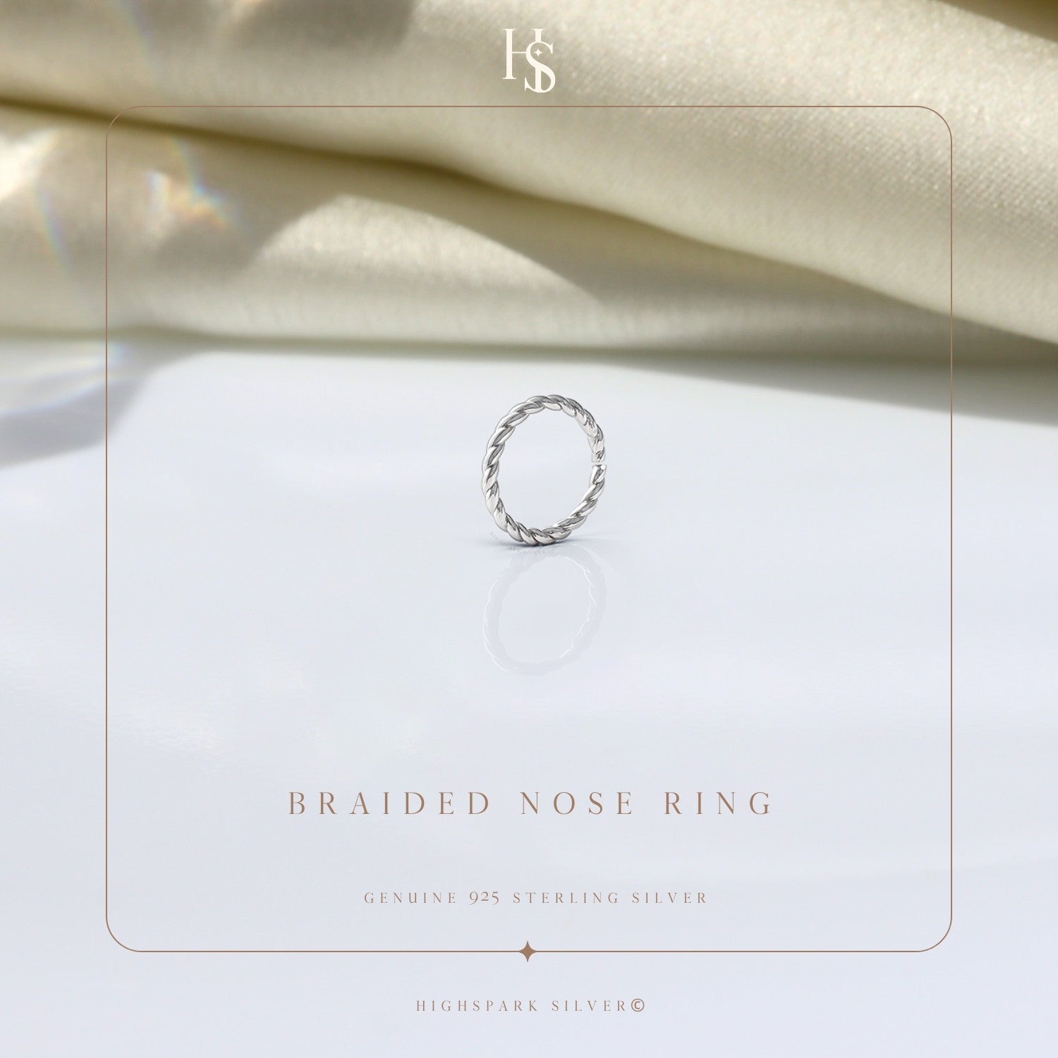 Braided Nose Ring in 925 Sterling Silver For Women HighSpark