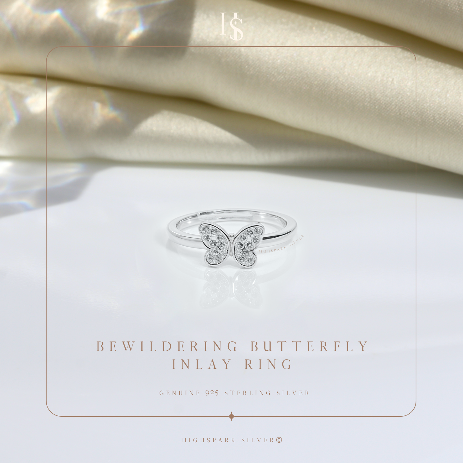 Butterfly Designer Adjustable Ring in 925 Sterling Silver for Women With Diamond like Brilliance Zirconia HighSpark