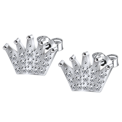Captivating Crown Stud Earrings in 92.5 Sterling Silver with Diamond like Brilliance Zirconia HighSpark