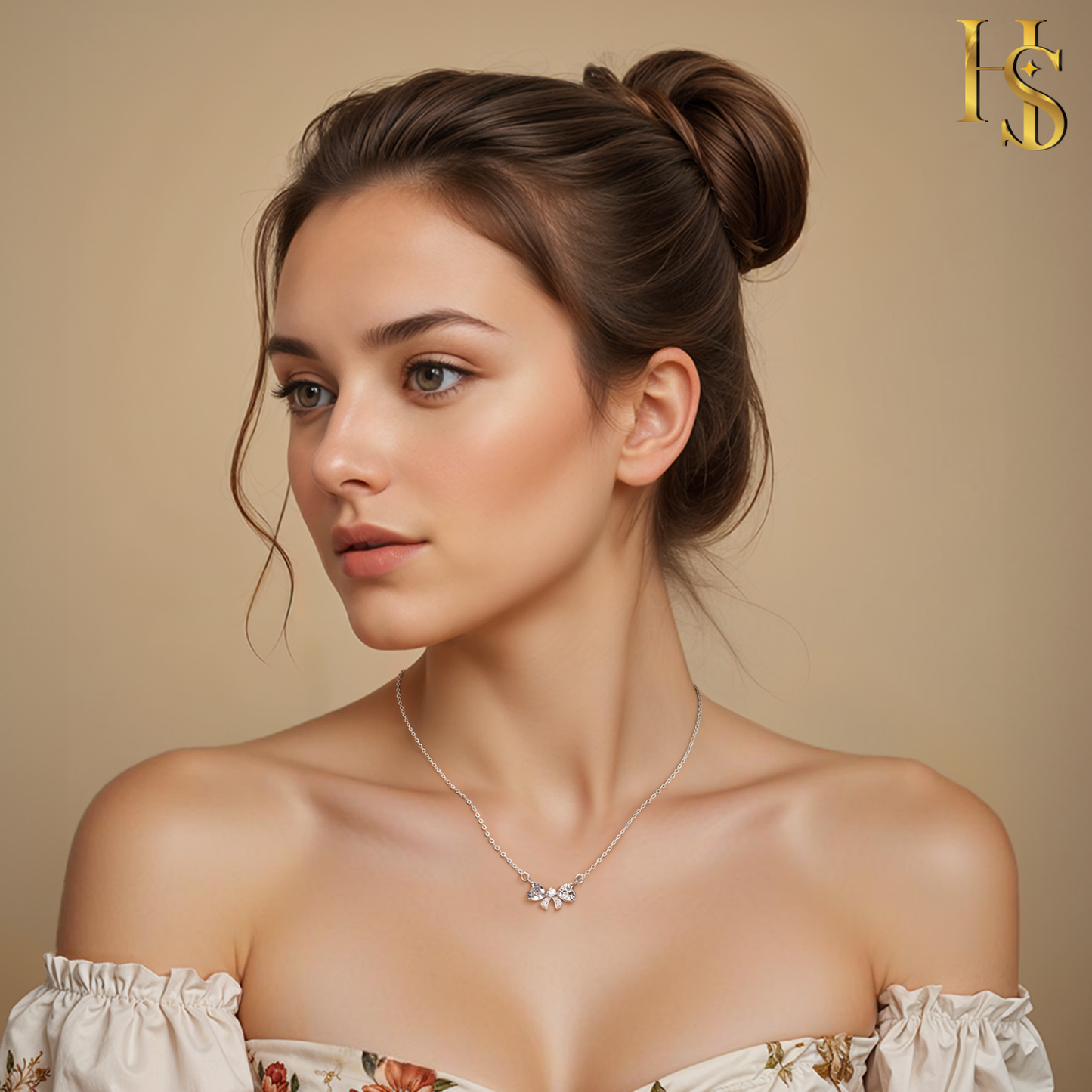 Celestial Ribbon Solitaire Necklace in 92.5 Sterling Silver With Diamond like Brilliance Zirconia HighSpark