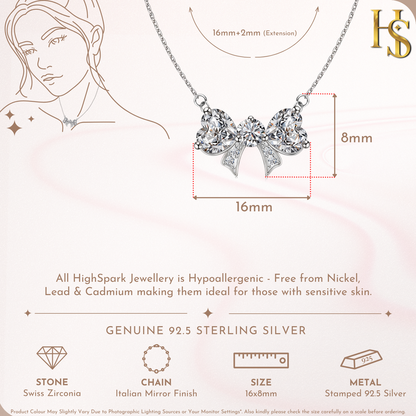 Celestial Ribbon Solitaire Necklace in 92.5 Sterling Silver With Diamond like Brilliance Zirconia HighSpark