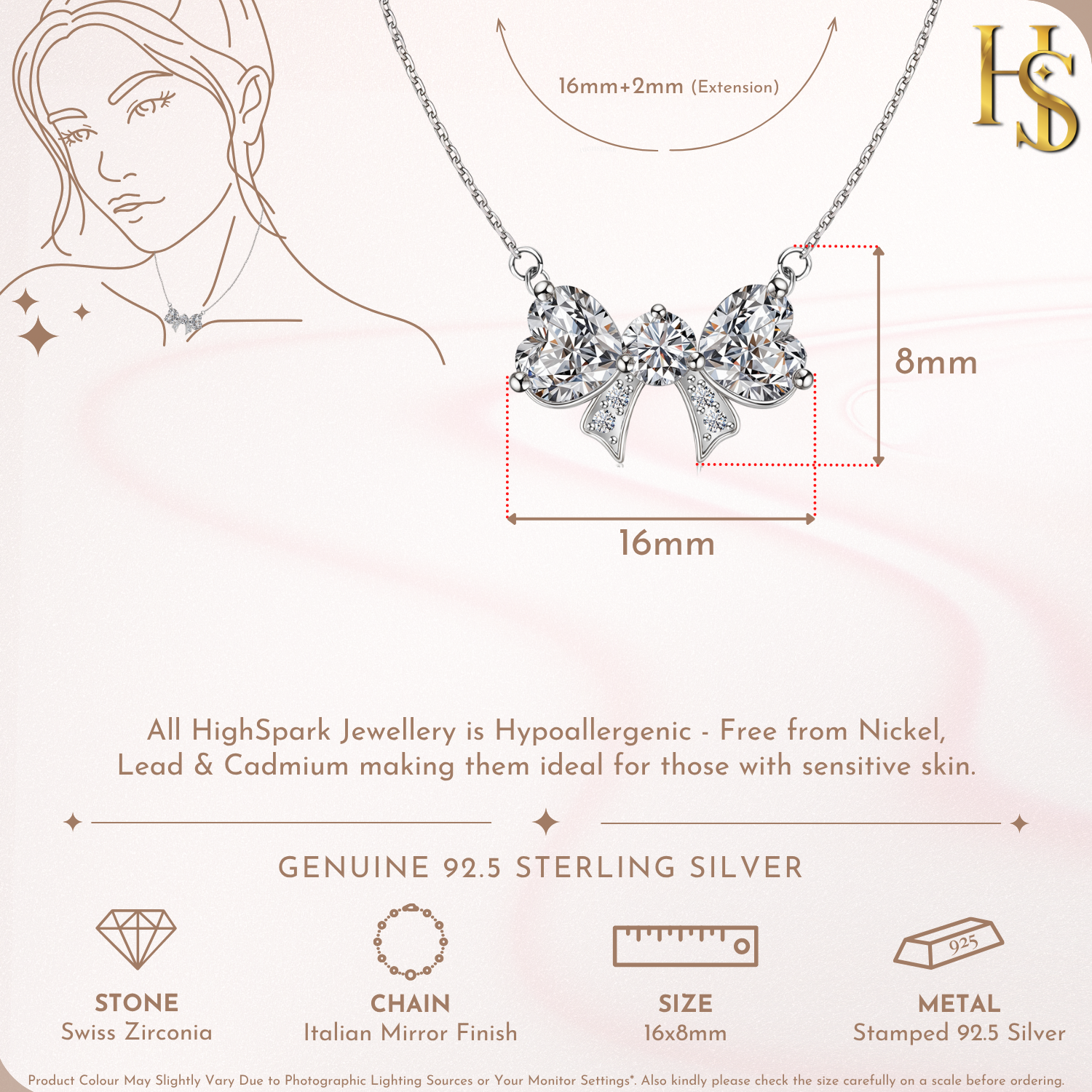 Celestial Ribbon Solitaire Necklace in 92.5 Sterling Silver With Diamond like Brilliance Zirconia HighSpark
