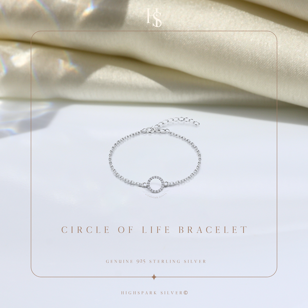 Circle Bracelet in 92.5 Silver studded with Zirconia - Circle of Life Celebrity Bracelet - Unity, Wholeness and Completeness