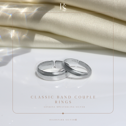 Classic Band Couple Rings For Men & Women in 92.5 Sterling Silver HighSpark
