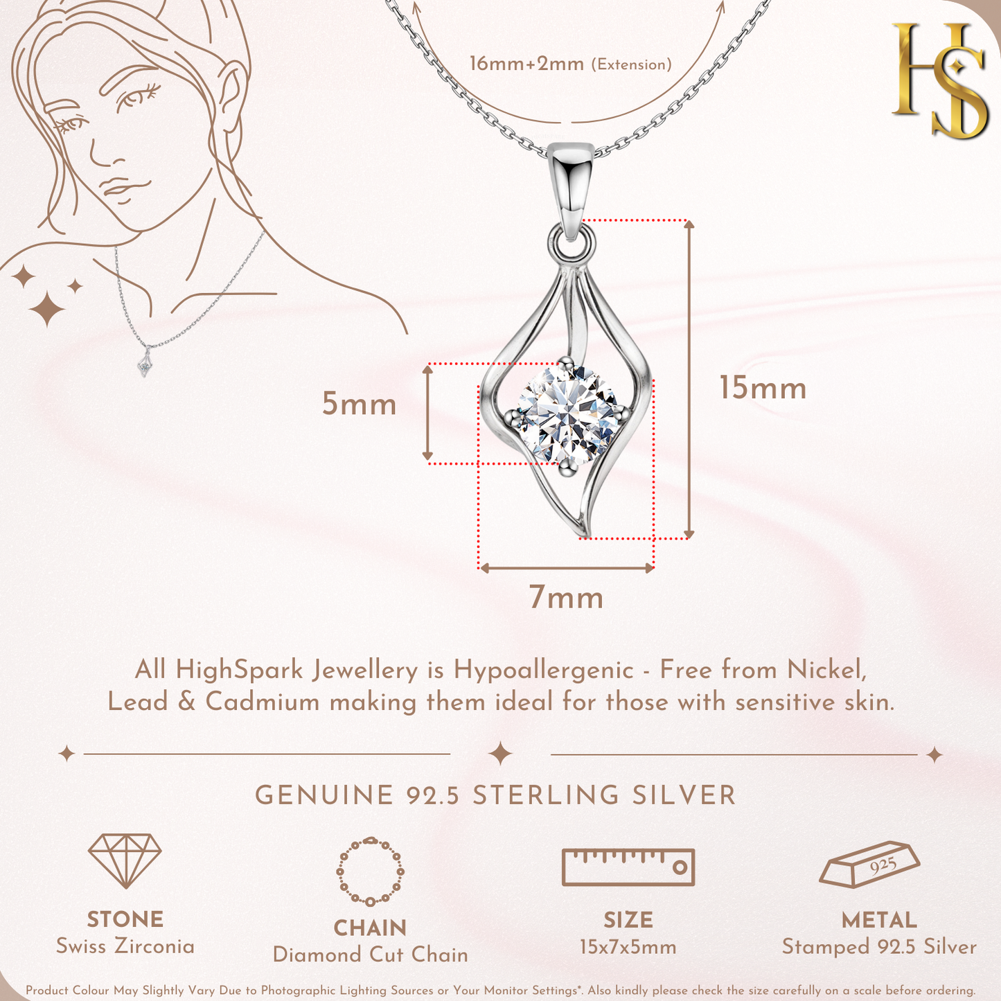 Classic Dew Drop Solitaire Pendant in 92.5 Sterling Silver With Diamond like Brilliance Zirconia HighSpark